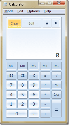 Windows 7 Standard Calculator