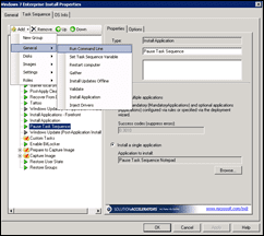 Microsoft Deployment Toolkt (MDT) 2010 Add New Task Sequence Run Command Line Snapshot